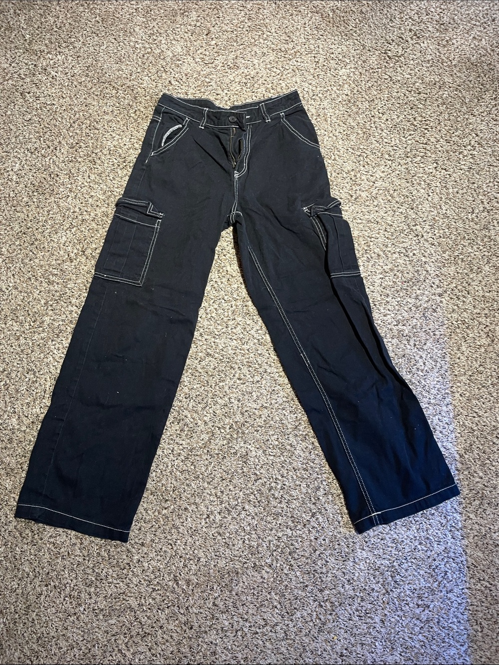 H&M Black Cargo Pants with Contrast Stitching